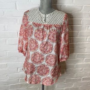 Calypso for Target Womens 3/4 Sleeve Silk Blouse Size XS Springtime